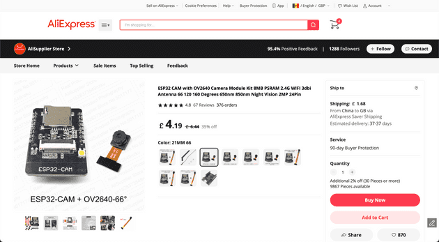 ESP32 CAM AliExpress