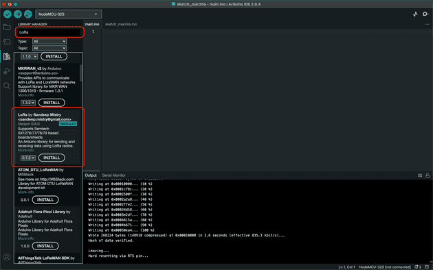 Installing LoRa library on Arduino IDE