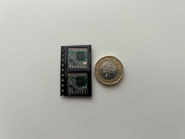 RFM9x module next to a coin