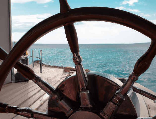 Ship steering wheel image created by Dall-E